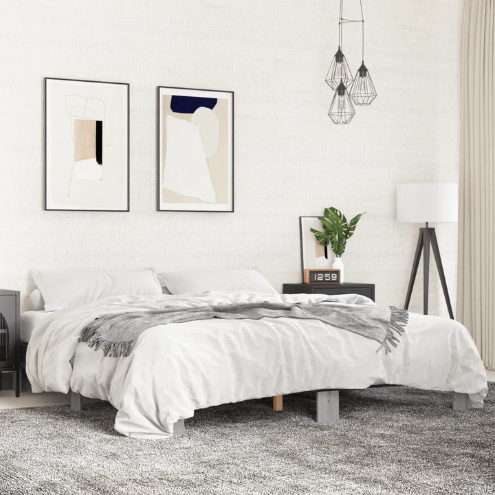 sengestel 200x200 cm konstrueret træ og metal grå sonoma-eg