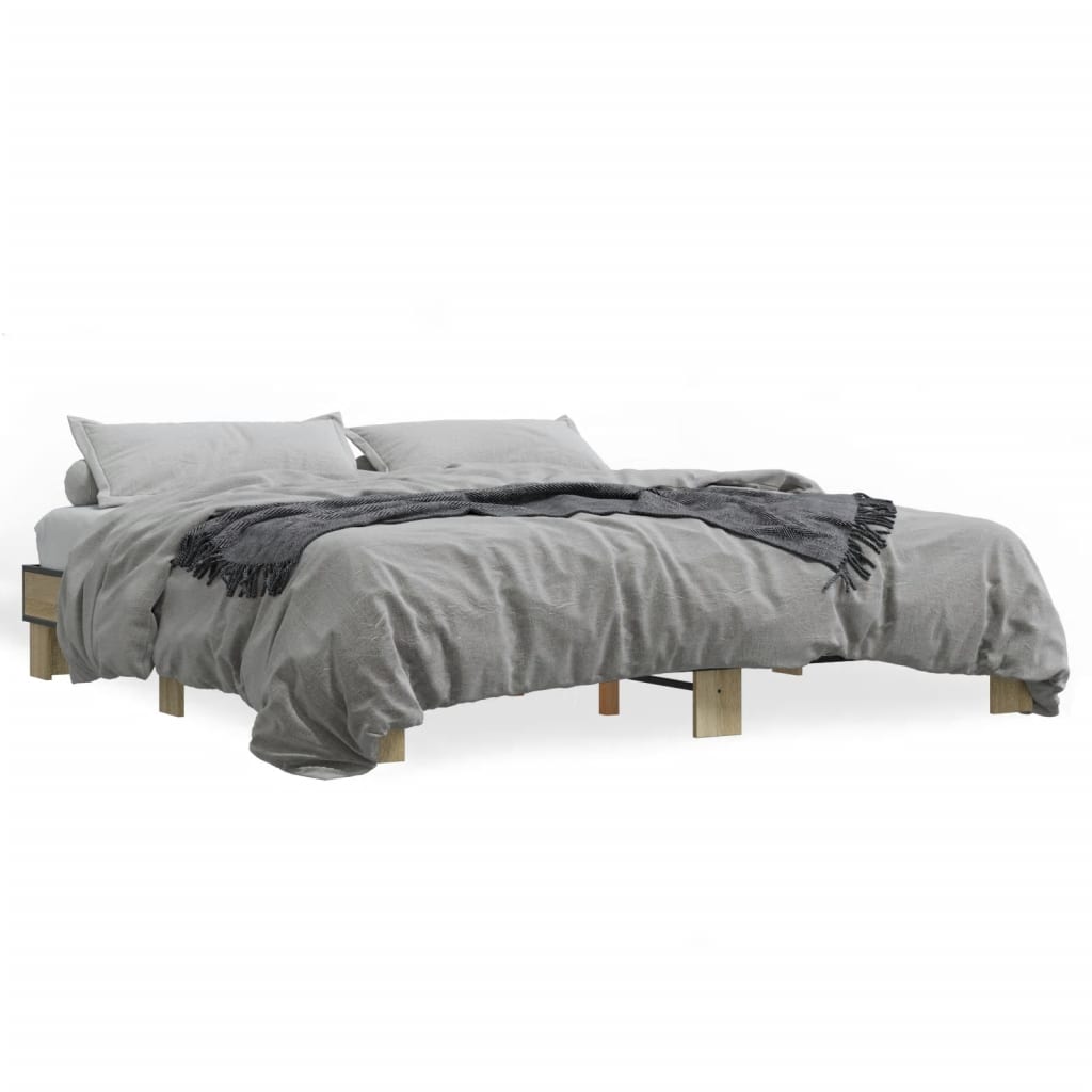 sengestel 160x200 cm konstrueret træ og metal sonoma-eg