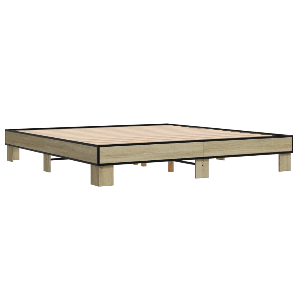 sengestel 160x200 cm konstrueret træ og metal sonoma-eg
