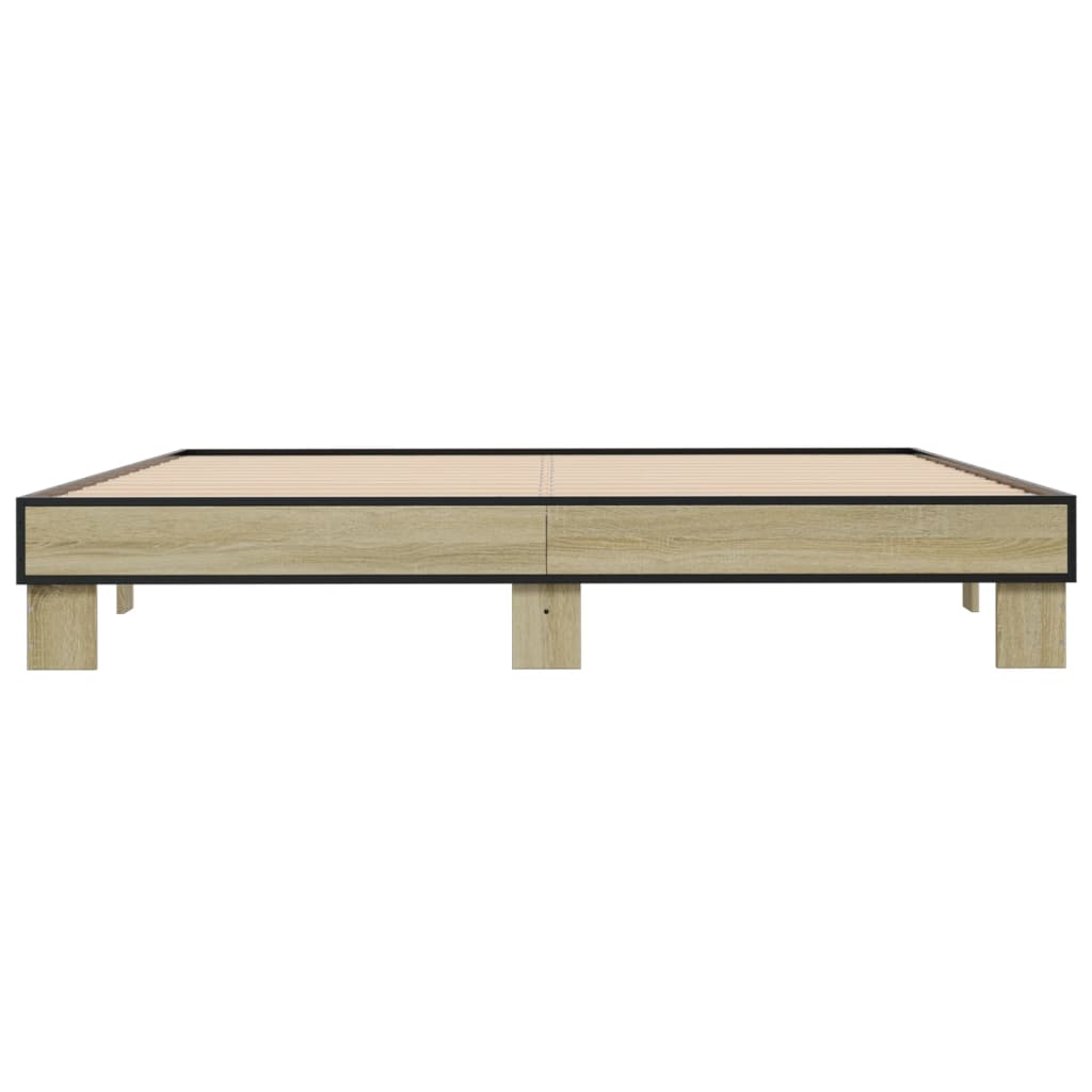 sengestel 160x200 cm konstrueret træ og metal sonoma-eg