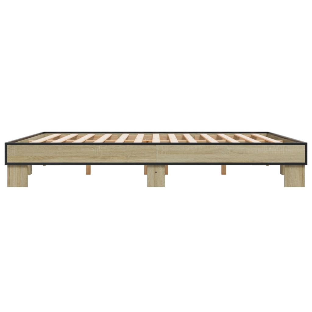 sengestel 160x200 cm konstrueret træ og metal sonoma-eg