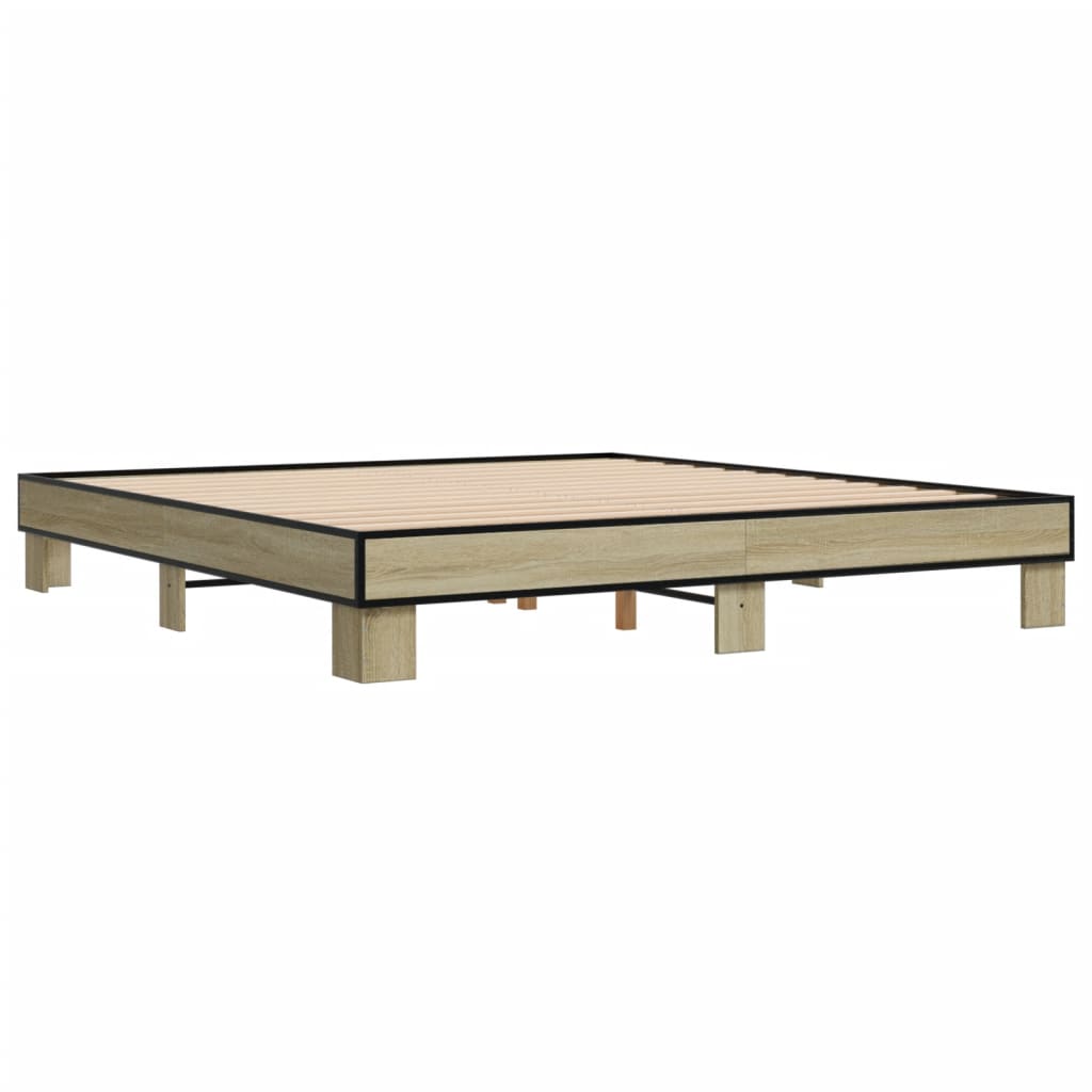 sengestel 160x200 cm konstrueret træ og metal sonoma-eg