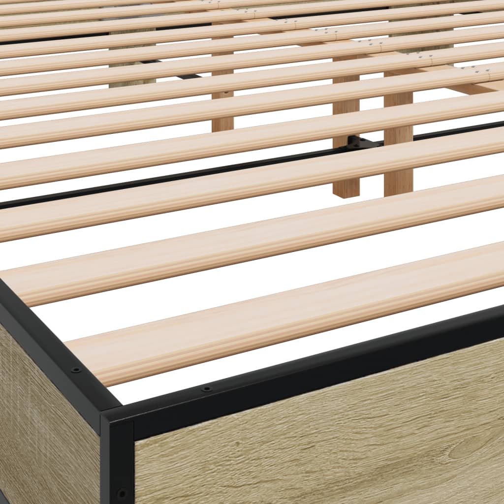 sengestel 160x200 cm konstrueret træ og metal sonoma-eg