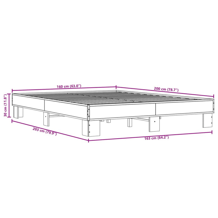 sengestel 160x200 cm konstrueret træ og metal sonoma-eg