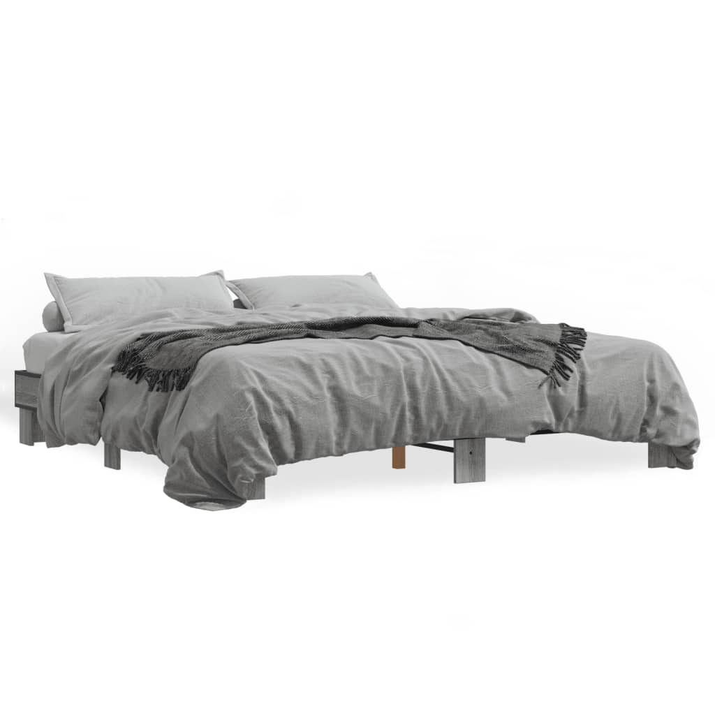 sengestel 160x200 cm konstrueret træ og metal grå sonoma-eg