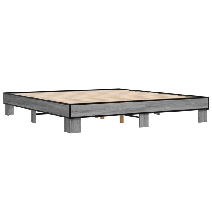 sengestel 160x200 cm konstrueret træ og metal grå sonoma-eg