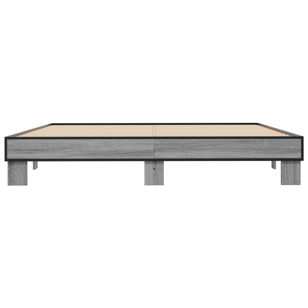 sengestel 160x200 cm konstrueret træ og metal grå sonoma-eg