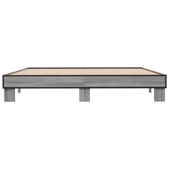 sengestel 160x200 cm konstrueret træ og metal grå sonoma-eg