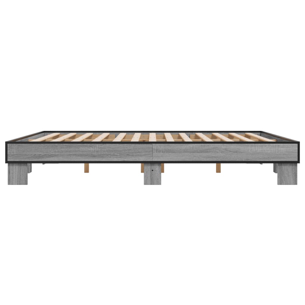 sengestel 160x200 cm konstrueret træ og metal grå sonoma-eg