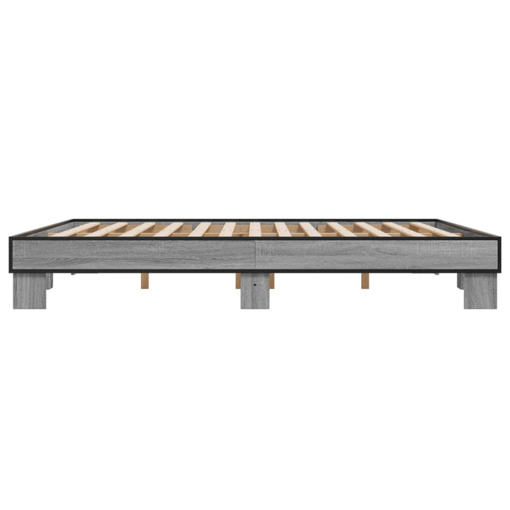 sengestel 160x200 cm konstrueret træ og metal grå sonoma-eg