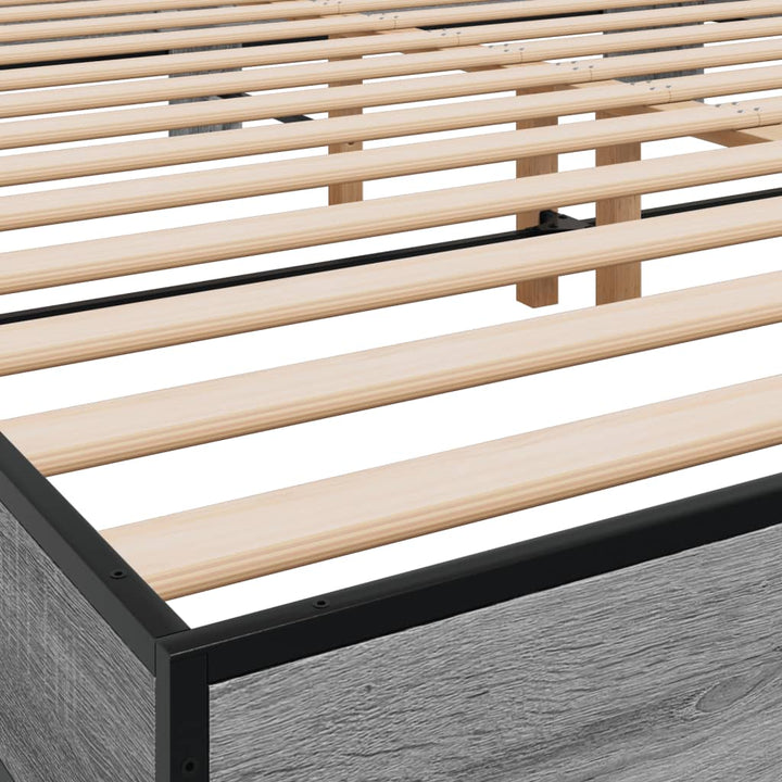 sengestel 160x200 cm konstrueret træ og metal grå sonoma-eg