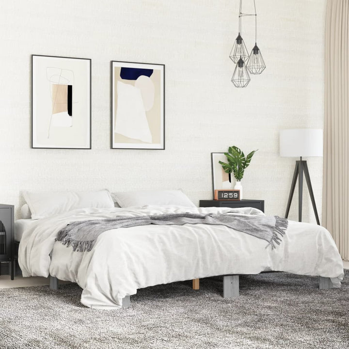 sengestel 160x200 cm konstrueret træ og metal grå sonoma-eg
