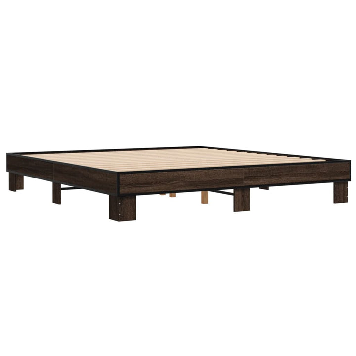 sengestel 160x200 cm konstrueret træ og metal brun egetræ
