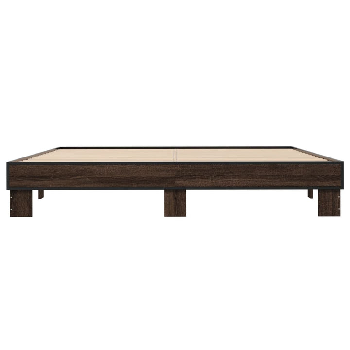 sengestel 160x200 cm konstrueret træ og metal brun egetræ