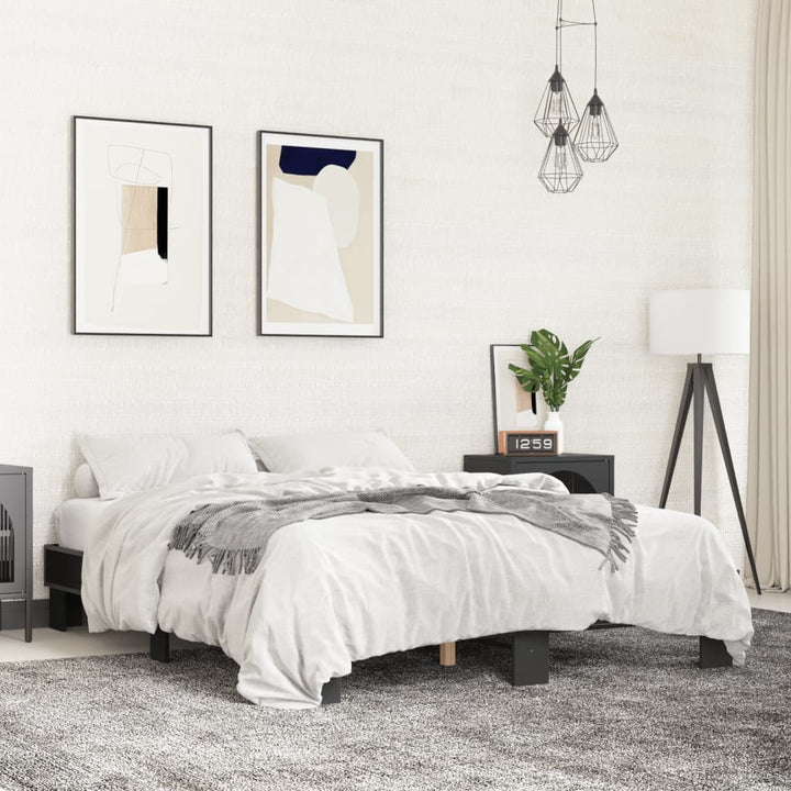 sengestel 150x200 cm konstrueret træ og metal sort