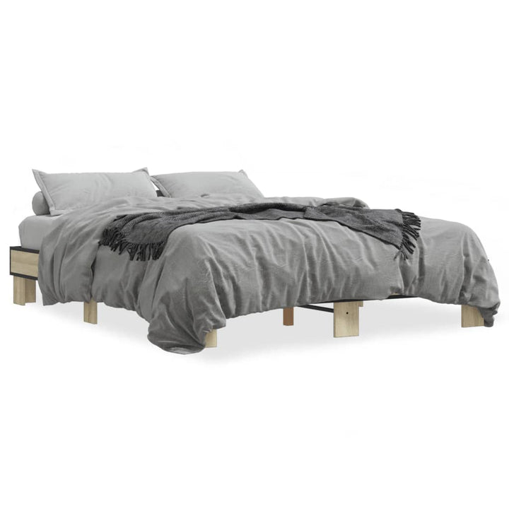 sengestel 150x200 cm konstrueret træ og metal sonoma-eg