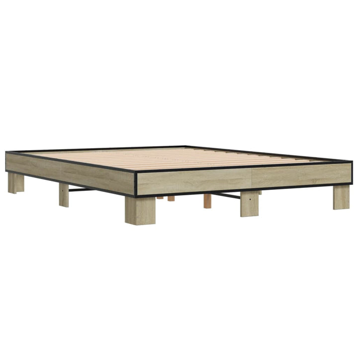 sengestel 150x200 cm konstrueret træ og metal sonoma-eg