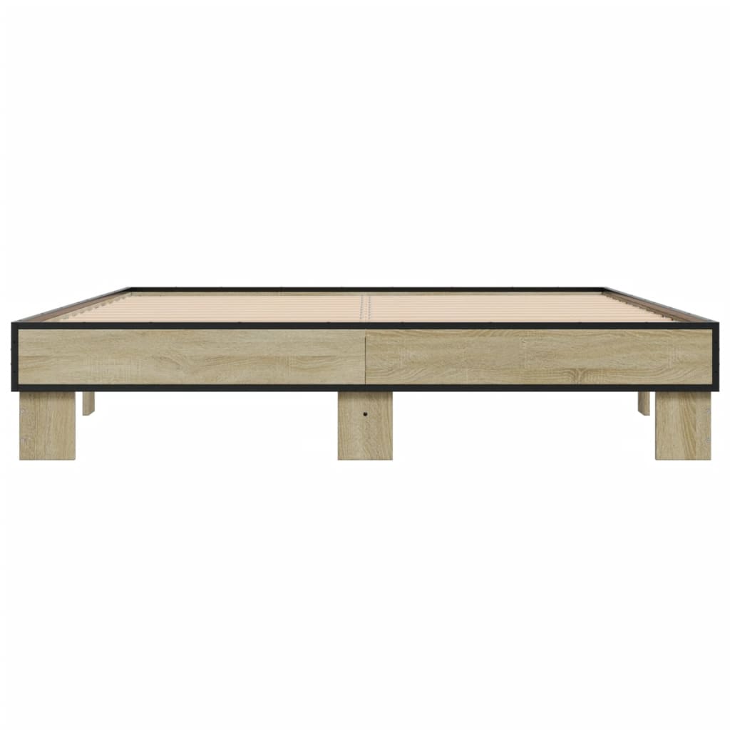 sengestel 150x200 cm konstrueret træ og metal sonoma-eg