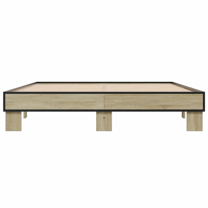 sengestel 150x200 cm konstrueret træ og metal sonoma-eg