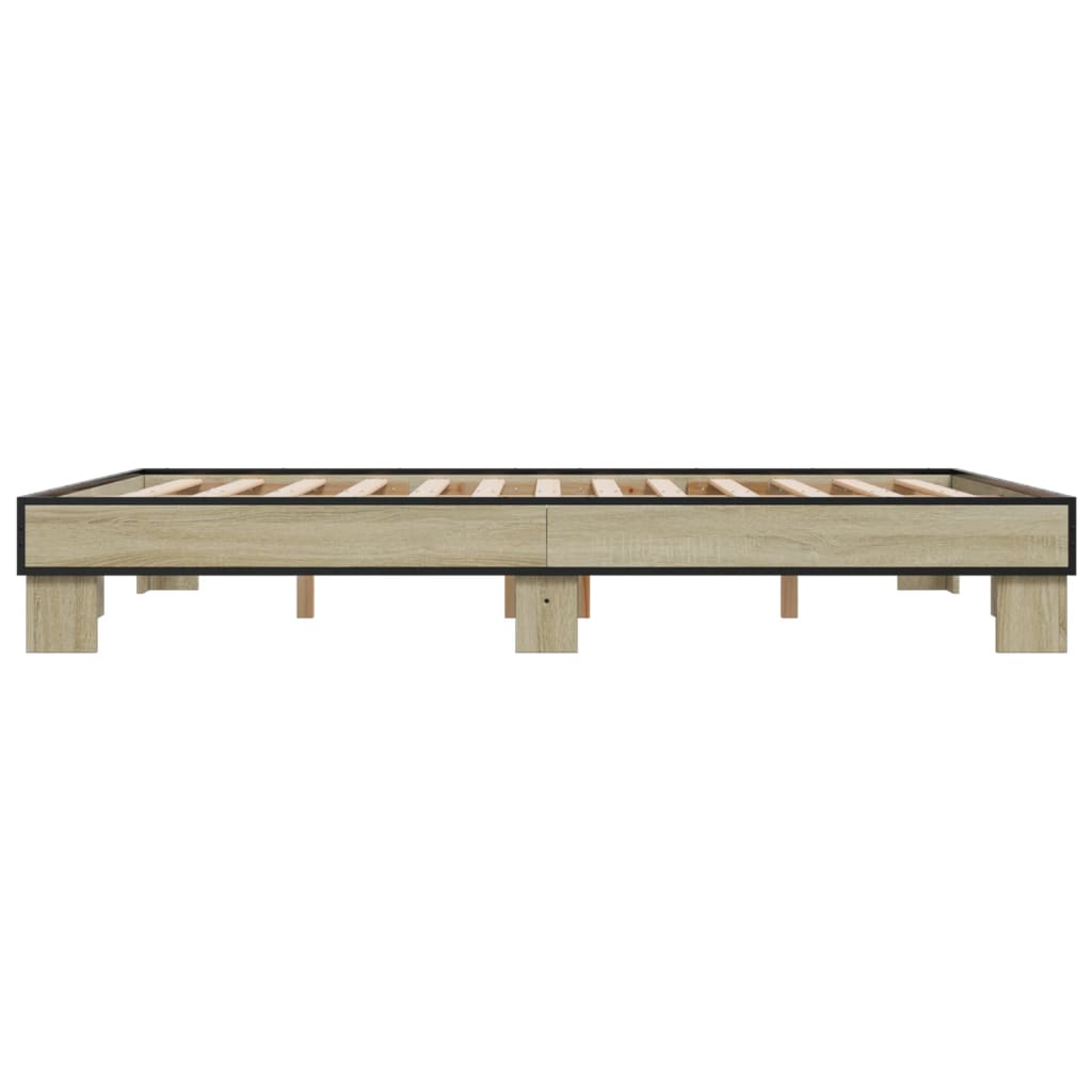 sengestel 150x200 cm konstrueret træ og metal sonoma-eg