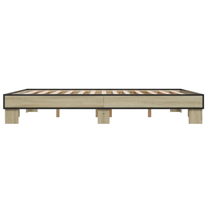 sengestel 150x200 cm konstrueret træ og metal sonoma-eg