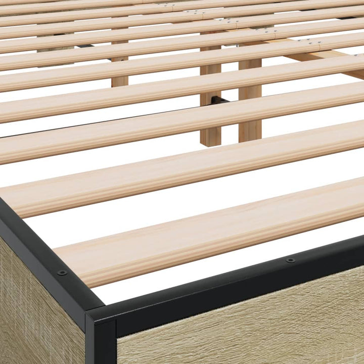 sengestel 150x200 cm konstrueret træ og metal sonoma-eg