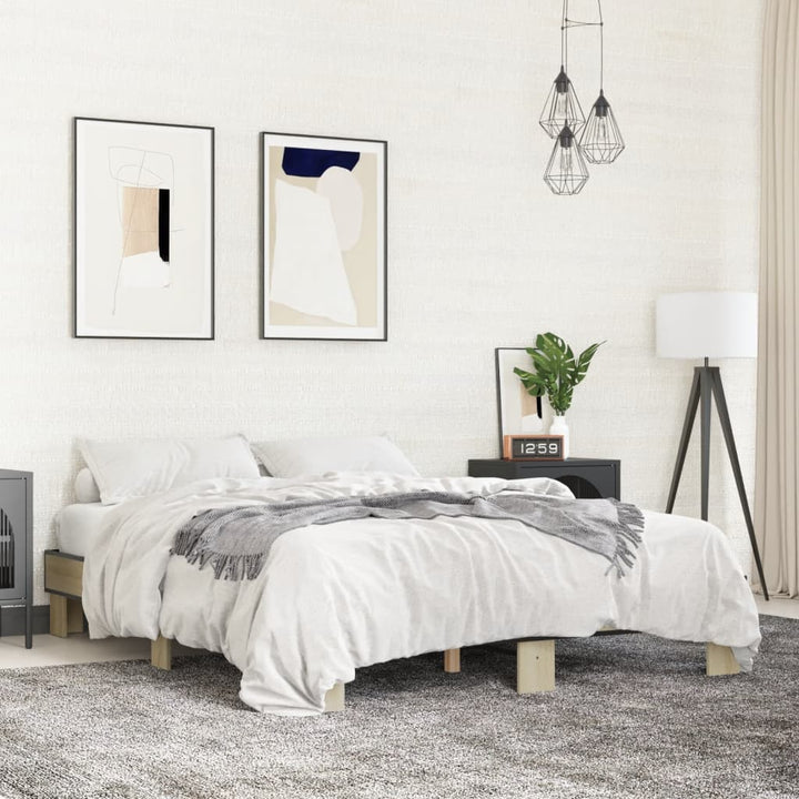 sengestel 150x200 cm konstrueret træ og metal sonoma-eg