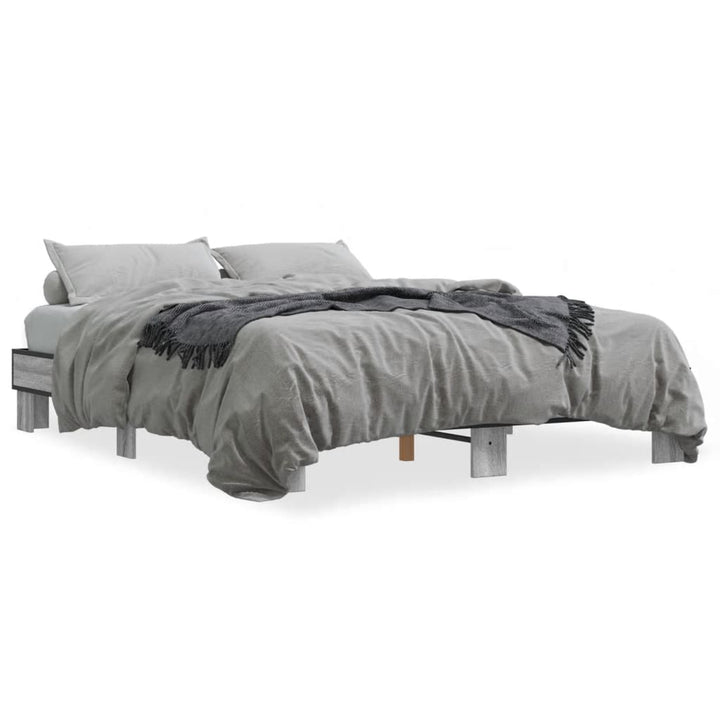 sengestel 150x200 cm konstrueret træ og metal grå sonoma-eg