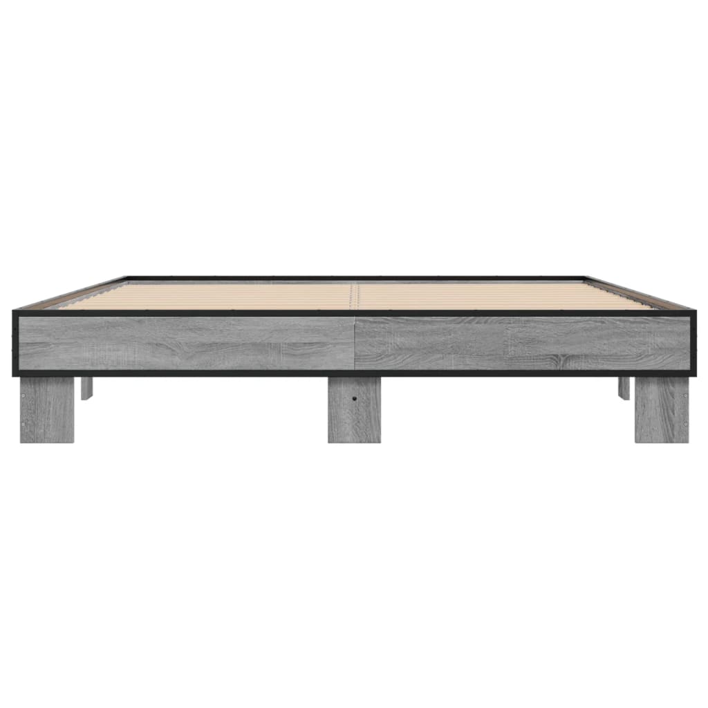sengestel 150x200 cm konstrueret træ og metal grå sonoma-eg