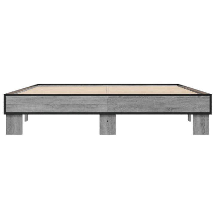sengestel 150x200 cm konstrueret træ og metal grå sonoma-eg