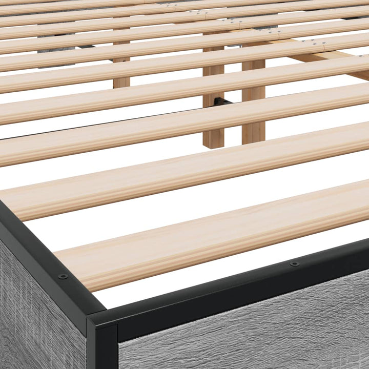 sengestel 150x200 cm konstrueret træ og metal grå sonoma-eg