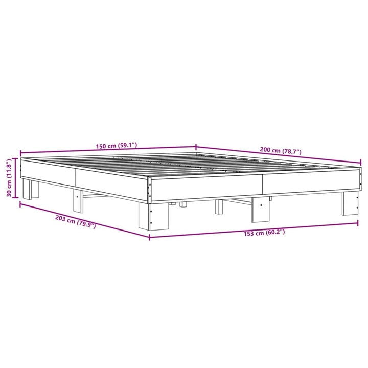 sengestel 150x200 cm konstrueret træ og metal grå sonoma-eg
