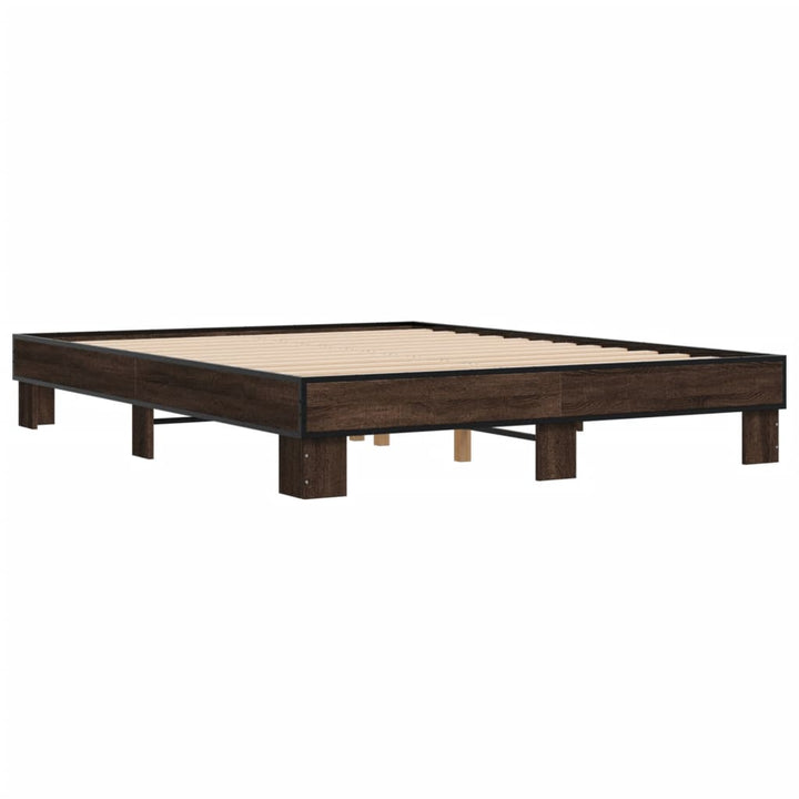 sengestel 150x200 cm konstrueret træ og metal brun egetræ