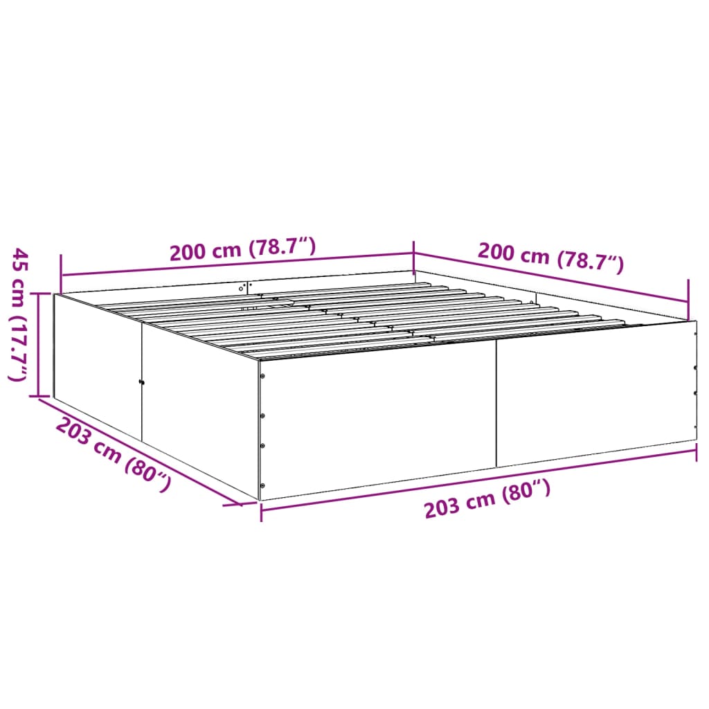 sengestel 200x200 cm konstrueret træ hvid