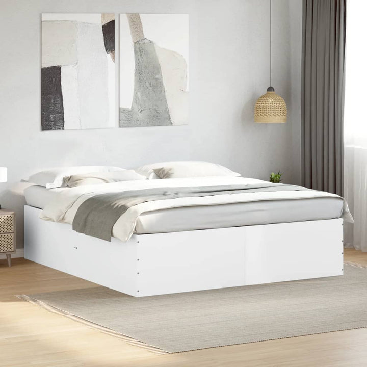 sengestel 200x200 cm konstrueret træ hvid