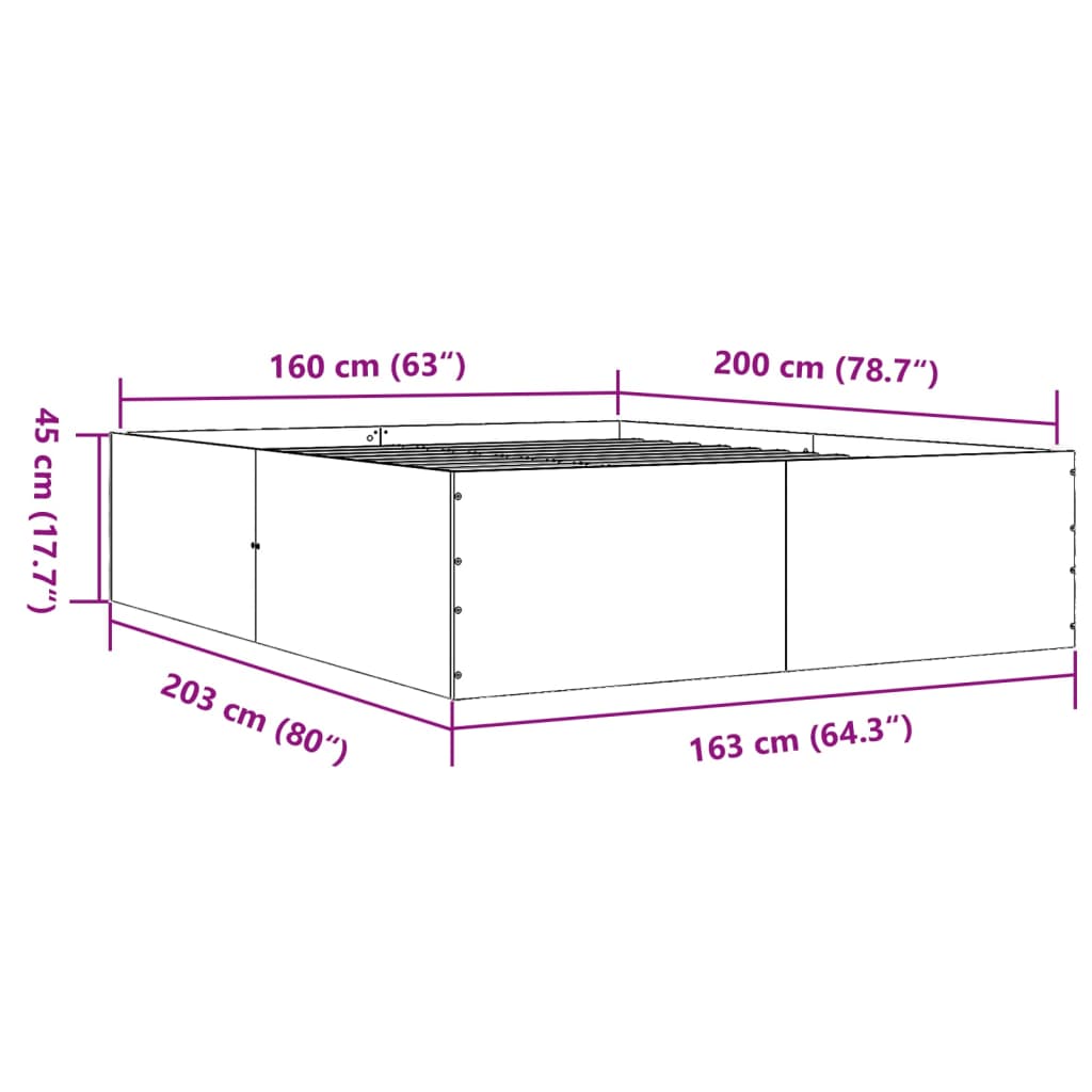 sengestel 160x200 cm konstrueret træ hvid