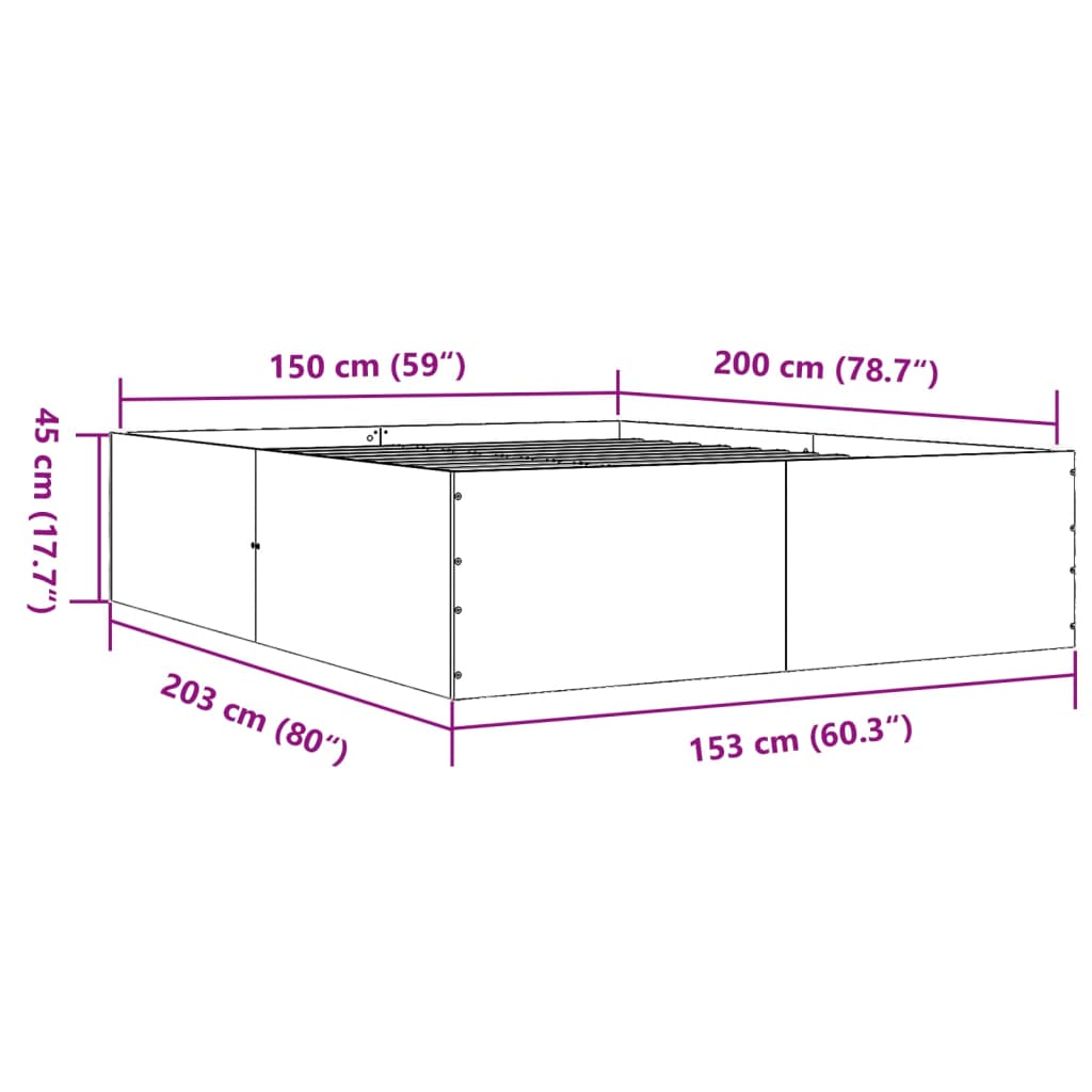 sengestel 150x200 cm konstrueret træ hvid