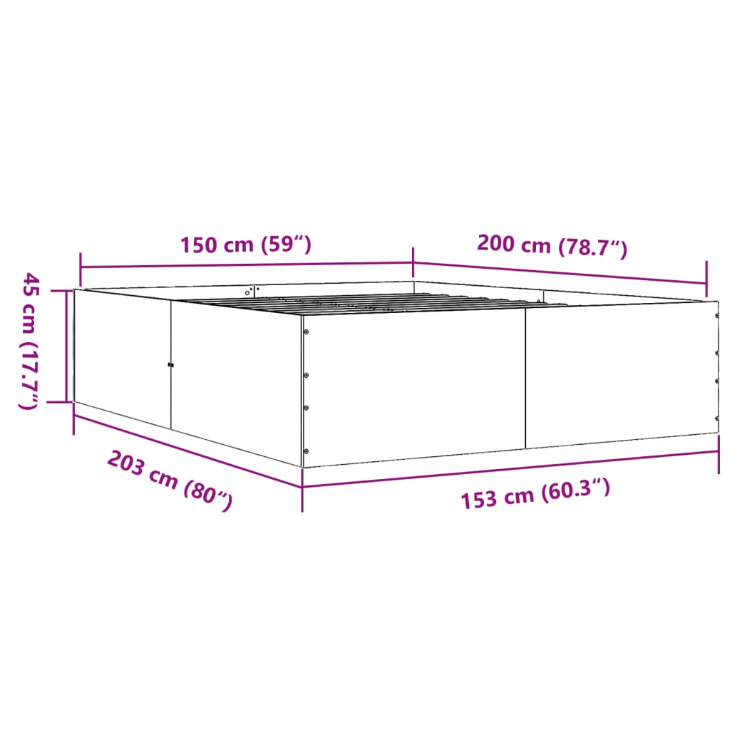 sengestel 150x200 cm konstrueret træ sonoma-eg