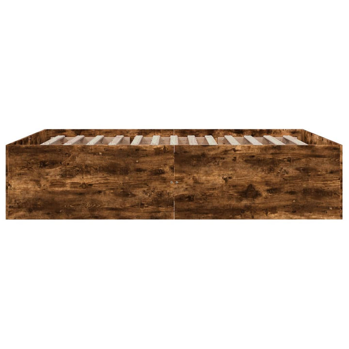 sengestel 150x200 cm konstrueret træ røget eg