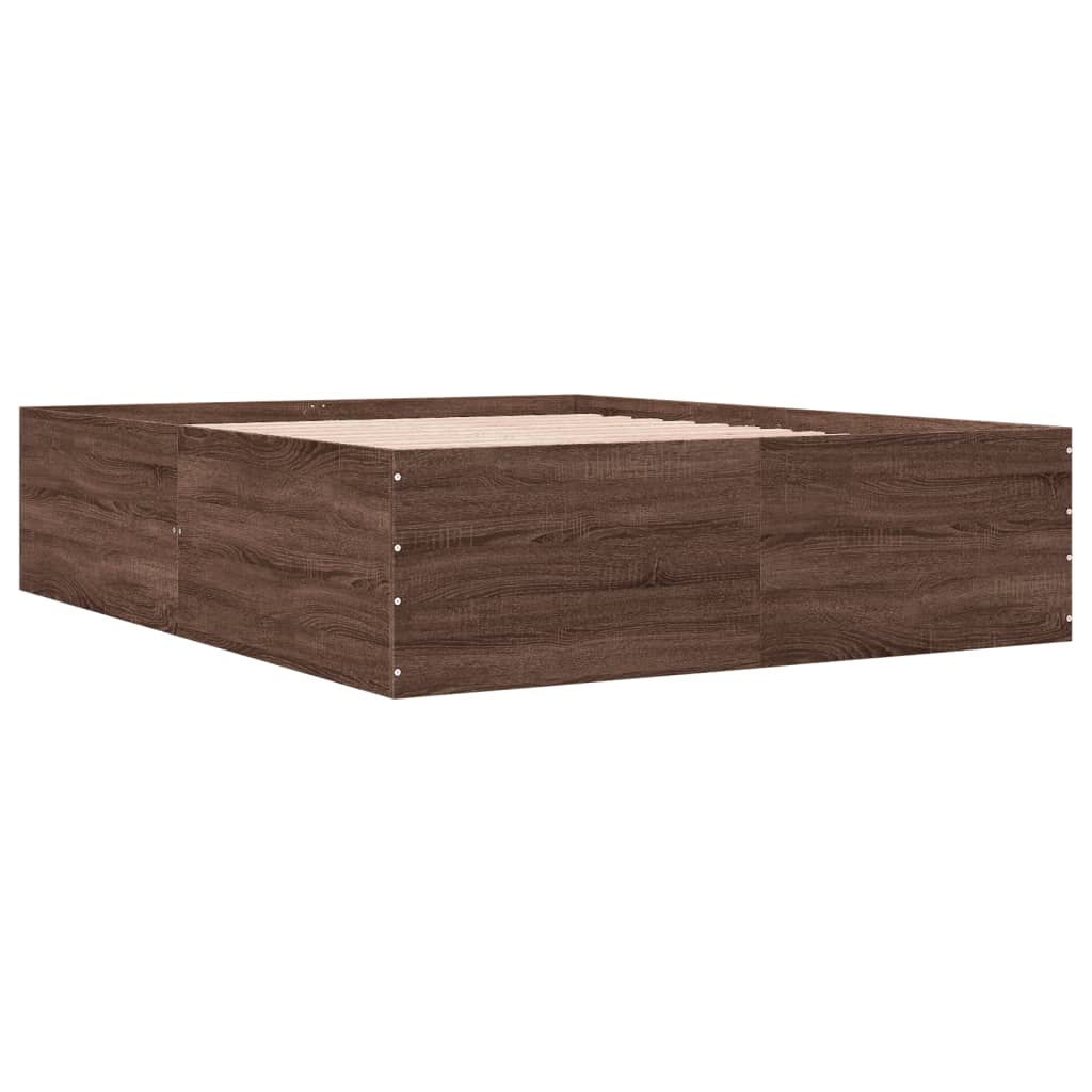 sengestel 150x200 cm konstrueret træ brun eg