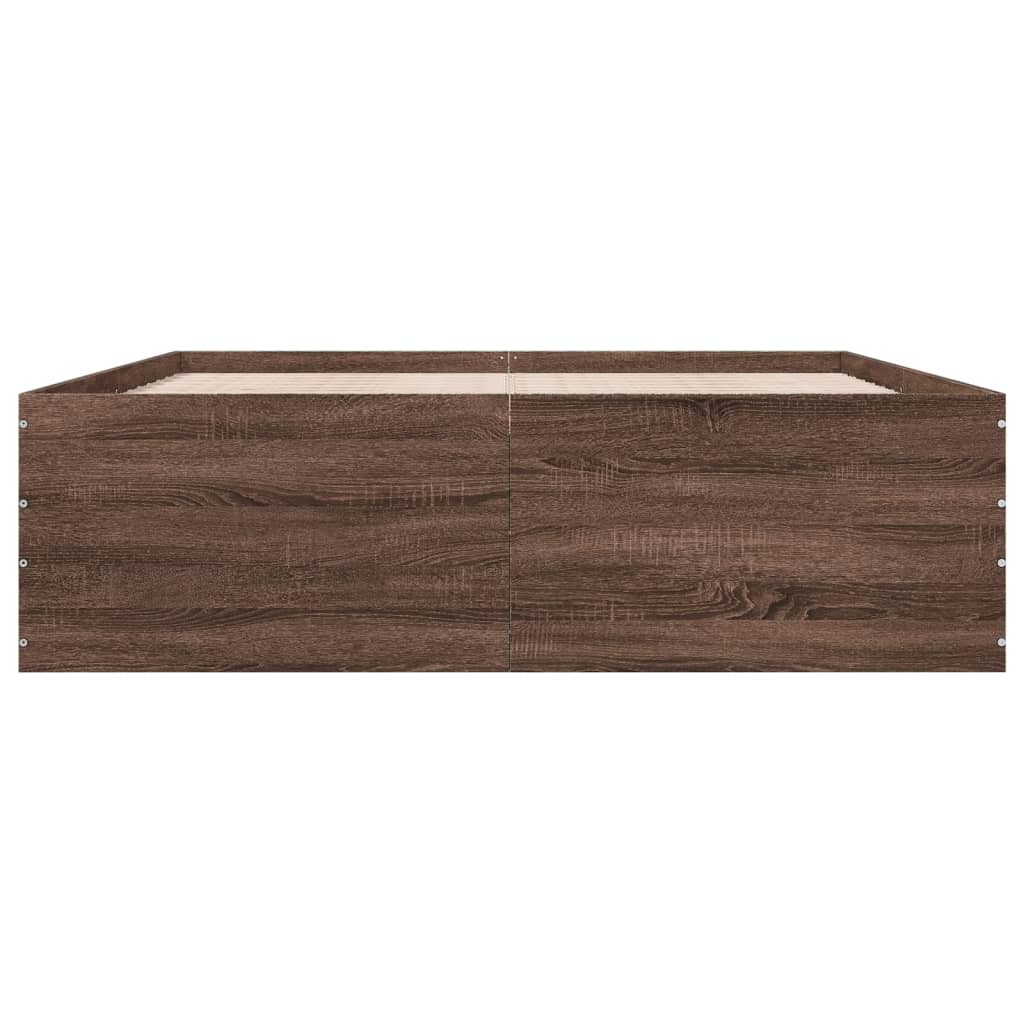 sengestel 150x200 cm konstrueret træ brun eg