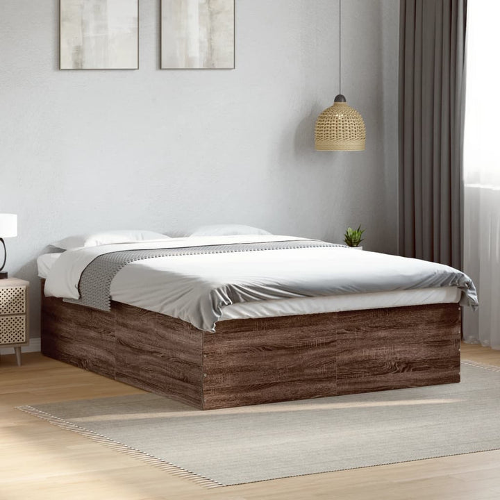 sengestel 150x200 cm konstrueret træ brun eg