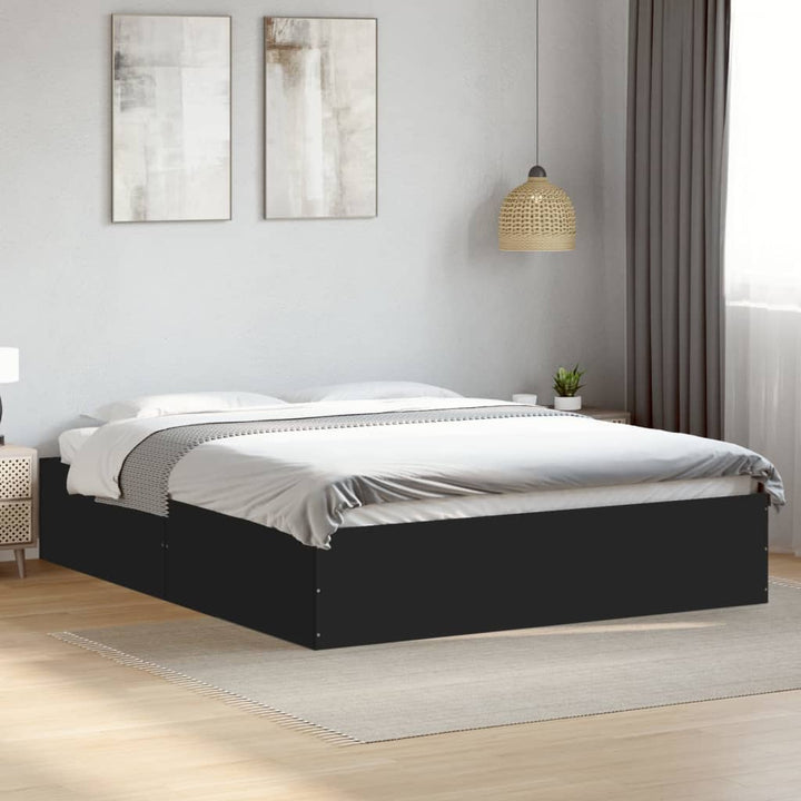 sengestel 150x200 cm konstrueret træ sort