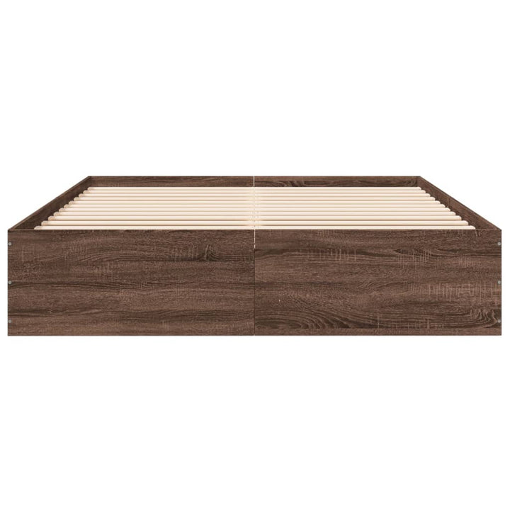sengestel 150x200 cm konstrueret træ brun eg