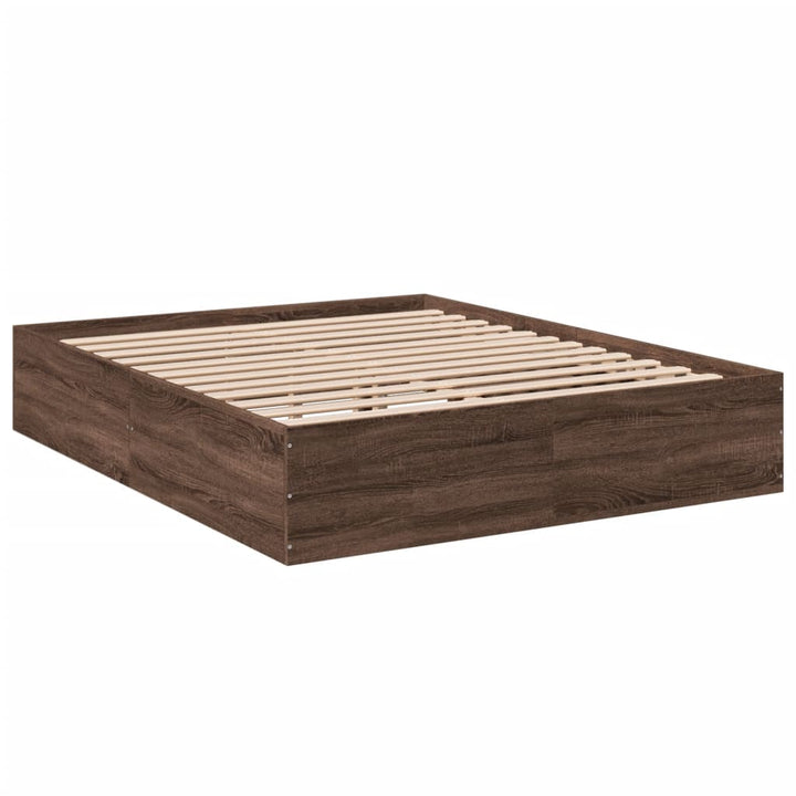 sengestel 150x200 cm konstrueret træ brun eg