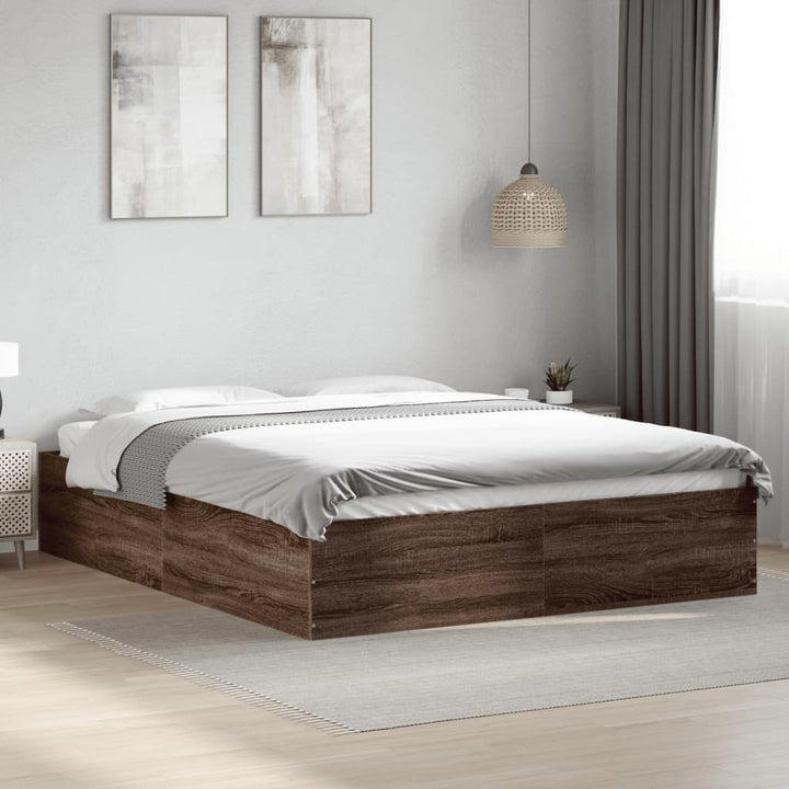 sengestel 150x200 cm konstrueret træ brun eg