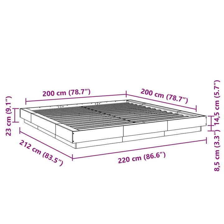 sengestel 200x200 cm konstrueret træ hvid