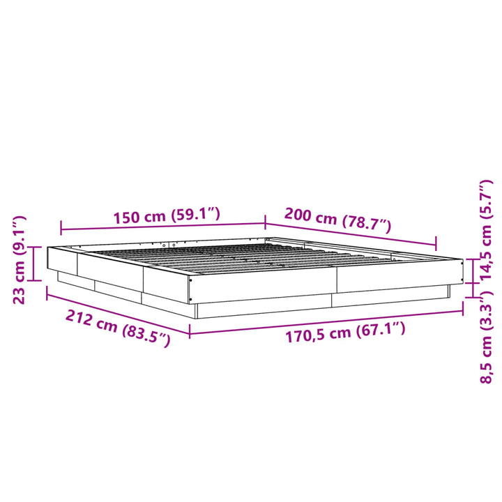 sengestel 150x200 cm konstrueret træ sonoma-eg