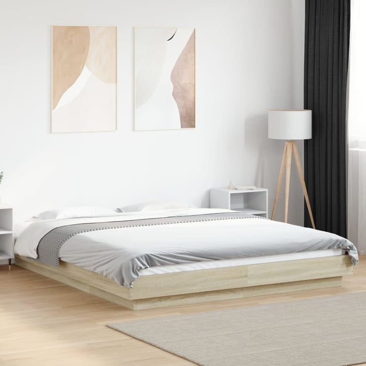 sengestel 150x200 cm konstrueret træ sonoma-eg