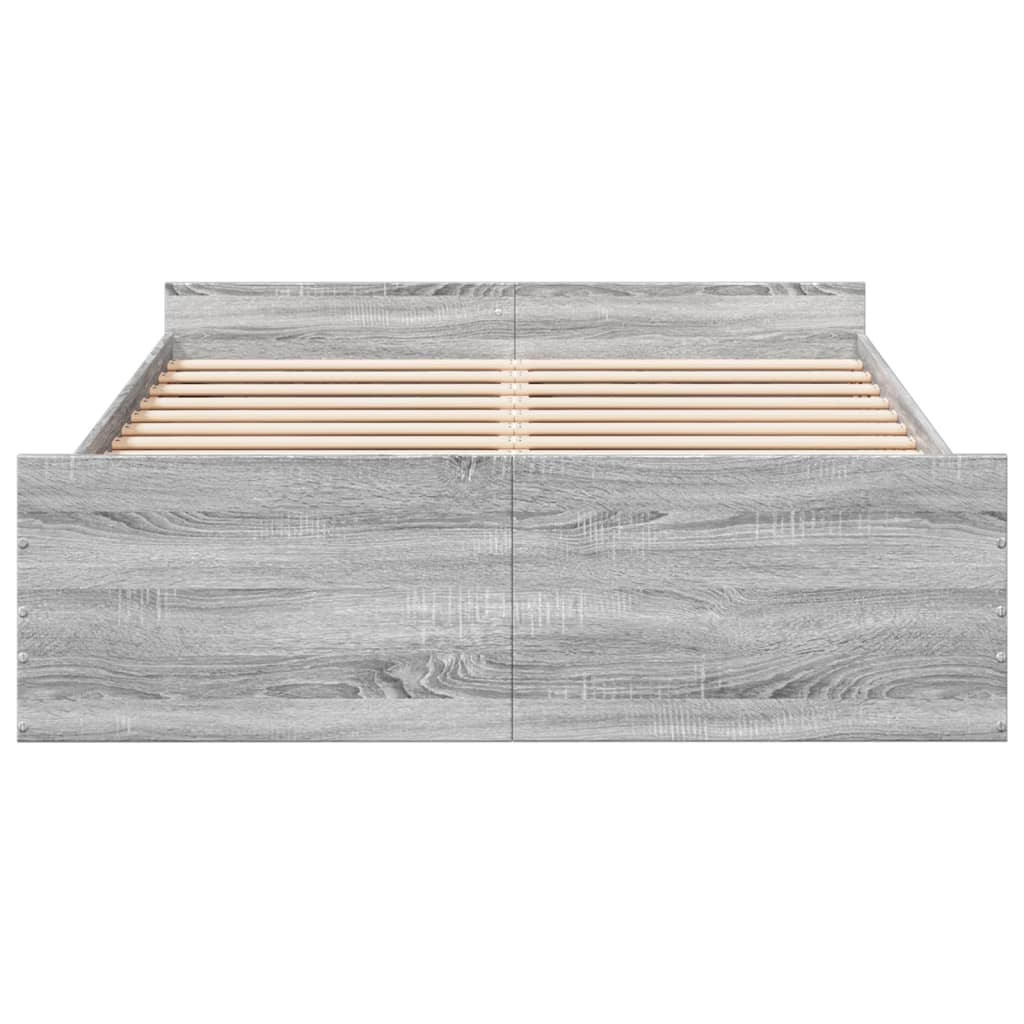 sengeramme med skuffer 120x200 cm konstrueret træ grå sonoma-eg